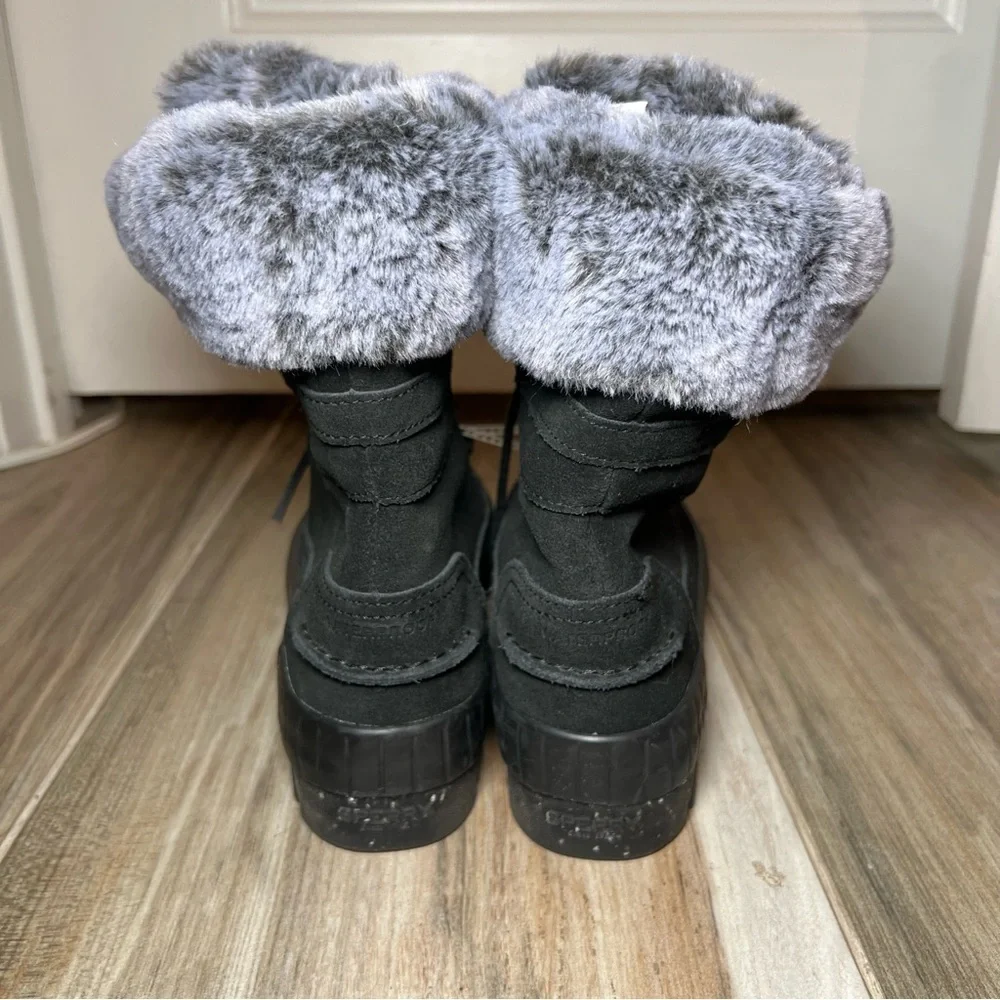 Sperry Torrent Winter Lace Up Waterproof Faux Fur Suede Boots Women 6 New
